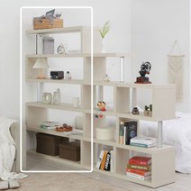 바이올렛퍼니쳐 높은 공간분리 파티션 책장겸 가벽 거실장 칸막이 5단, 아이보리