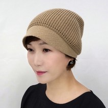 여성 심플 니트 챙 두건 비니 숏챙 모자 국내생산