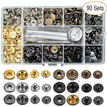 가죽공예 도구 가죽 스냅 패스너 키트 금속 프레스 버튼 스터드 망치 설치 DIY Bouton, [03] Set 2-90pcs