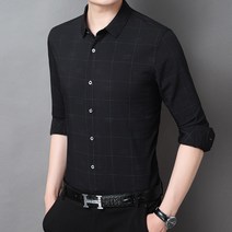 남자 셔츠 가을 긴팔 티 프린트 체크 중년 아빠룩 비즈니스 캐주얼 셔츠