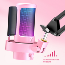 FIFINE PC 및 Mac 녹음 스트리밍용 USB 마이크 헤드폰 출력 터치 음소거 단추 3 가지 RGB 모드 마이크_A8, [03] Black