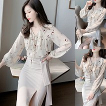 토베나 S152S 꽃나염 쉬폰블라우스