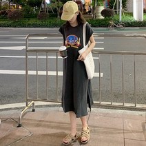 미앤유 캘리포니아 프린팅 롱티셔츠 롱원피스