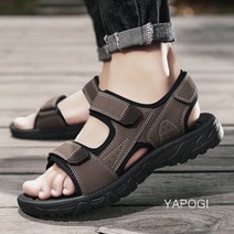 YAPOGI 베트남 가죽 샌들 남자의 새로운 여름 유행 해변 신발 겉옷 샌들 남성 신발 부드러운 단독 YAPOGI