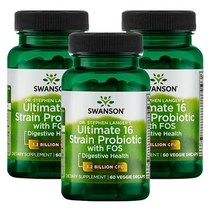 스완슨 얼티미트 16 스트레인 프로바이오틱 FOS 베지 DR캡, 60개입, 3개