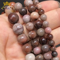 천연 화석 나무 벽옥 돌 구슬 보석 diy 만들기 라운드 느슨한 스페이서 비즈 팔찌 액세서리 153939 6 8 10 12mm, 10mm(약 36개)