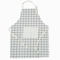 체크 앞치마 아이보리