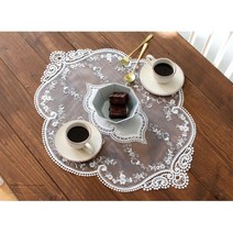 엔틱거실 협탁 식탁장식 레이스천받침 콘솔 장식받침 레이스매트 화분 연출 수석받침, 소