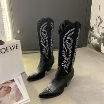 카우보이부츠 첼시 미들 웨스턴 워커 오토바이 부츠 여성 여자 워크웨어 가죽 가을