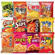 [블루존]농심 오리온 크라운 봉지과자 12종 A(새우깡+새우깡매운+자갈치+꿀꽈배기+돌아온썬+스윙칩+꼬북칩+꽃게랑+콘칲+신짱+죠리퐁+카라멜콘땅콩), 1세트