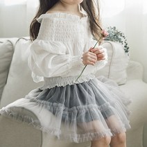 오프숄더스모크블라우스 화이트셔츠 여아블라우스 합창 졸업 입학 단체복 졸업사진 입학사진 외출복