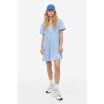 H&M 티어드 저지 드레스 라이트 블루 1139178001