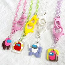 야광 투명 마스크 히어로 캐릭터 스트랩 개별포장 어몽어스 컬러4종, 1