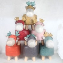 코끼리 동물 스툴 화장대 낮은 의자 풋 레스트 스톨 원목 우드 스텝 애니멀 수툴 현관, 새끼 사슴 45x26x45cm