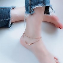 【발찌】일본과 한국 스타일의 티타늄 스틸 비 페이딩 간단한 더블 레이어 물고기 로즈 골드 모리 스타일 맞춤형 발 발