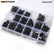 415pcs 플라스틱 리벳 패스너 펜더 범퍼 푸시 핀 클립 패스너 키트 epslk415f, 검은색