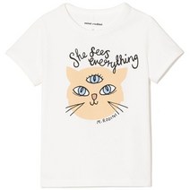 미니로디니 22FW 키즈 캣 헤드 프린트 티셔츠 화이트 22620120 10