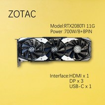 ZOTAC Geforce NVIDIA RTX2060Super 8G RTX2070 2080 11G 비디오 카드 그래픽 GPU, 01 RTX2080TI 11G