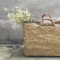 사각 해초 라탄백 왕골 바구니 수납 바스켓, 단품