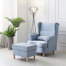 지앤퍼니 플렉스 패브릭 윙체어 1인 소파, 스카이블루