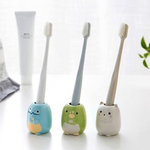 세라믹 도자기칫솔꽂이 칫솔거치대 면봉꽂이 치간치솔꽂이, 녹색 팽귄