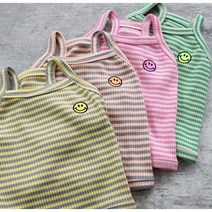 강아지옷 귀여운 네온 스마일 나시티 면 4 COLOR S-XL, 그린