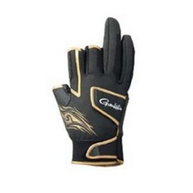Gamakatsu 세 손가락 바다 낚시 선상 갯바위 장갑 바위 낚시 방수, 블랙 골드