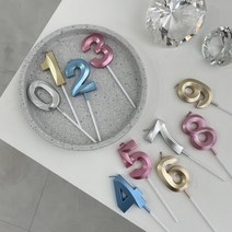 베르트폴 숫자초 케이크 생일초 파티 기념일, 실버, 8