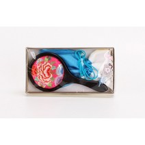 [신박한 잡화] 전통자수 원형 고급 손거울 원목 예단용품, 소