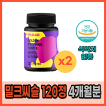 고함량 밀크씨슬 대용량 간 에좋은 지방간 보조제 간피로 남성 영양제 식약처 인증 간수치 낮추는 보호제 밀크씨슬 약 2개월분 간기능 피로회복 실리마린 간보호 숙취해소 몸이 피로할때, 2상자(120정) 4개월분_사은품패치, 4개