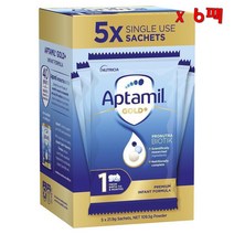 호주 Aptamil Gold 1 Baby Infant Formula Powder 6 Months 압타밀 골드 1 베이비 앙팡 포뮬러 파우더 0-6개월 21.9g 5개입 6팩