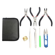 GHSHOP 8Pcs 철강 보석 만들기 도구 반지 가공 측면 절단 펜치 와이어 커터 펜치 세트 귀걸이 수제 보석 목걸이 팔찌, 검은 색, 금속