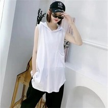 여름 여성 티셔츠 민소매 나시 후드티 빅사이즈