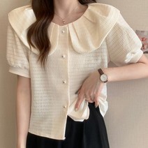SN 여성여름블라우스 진주 단추 러블리한 여성 셔츠 스커트 슬랙스 코디