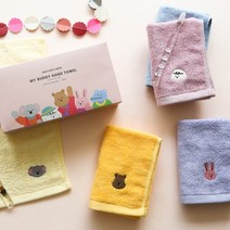 선물박스 무료증정 캐릭터 자수 밤부 고리수건 5P 어린이집 답례품