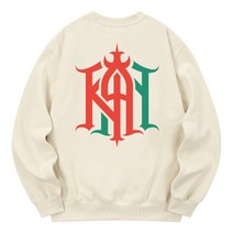 남자 여자 맨투맨 스웨트 셔츠 칸6312 KMC0030 칸투컷 기모 - 크림