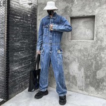 남자청점프수트 작업복 데님 바지 오버롤 일체형