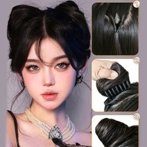 자연스러운 고양이귀 헤어피스 가발 붙임머리 헤어집게핀 (1EA), 밝은브라운