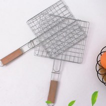 실버 손잡이 석쇠 그릴 미니 스테인레스 구이 불판 캠핑 야영 철망 꼬치 바베큐 고기불판