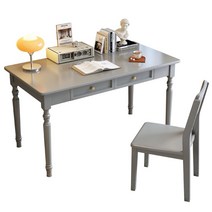 고급 엔틱 책상 원목 테이블 빈티지 서재 데스크 클래식 디자인 1인용 미니 레트로 북유럽, 오크싱글 테이블+의자