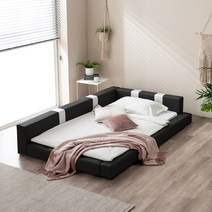 젠티스 저상형 사각스퀘어 슈퍼싱글 세트, 블랙, 프레임+참숯자가드PK+깔판