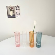 요라나 크리스탈 화병 오브제 글라스 미니 데일리 유리 꽃병 긴화병, 분홍