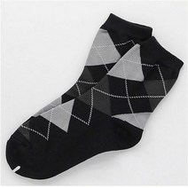 RT 여자 아가일 패턴 양말 중목 패션 삭스 블랙