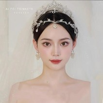 티아라 왕관 셀프 웨딩 크라운 머리장식 고급 큐빅 이마장식 눈썹하트 대기 공주 생일왕관, 03.모델 크라운 이마