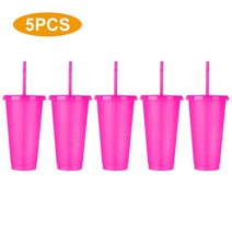 물컵 스팽글 스파클링 파우더 컵 PP 플라스틱 멀티 사양 빨대 디자인 편안한 500 ml 700ml 5 개, 12 bright pink_01 700ML