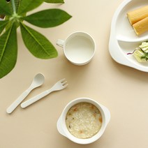 자연에서 온 무독성 BPA FREE 친환경 성인 아이 식판, 스푼포크세트, 아이보리