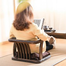 원목 좌식 의자 일본식 다다미 료칸 바닥 등받이 캠핑, 원목의자+쿠션