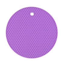 미끄럼 방지 원형 내열성 실리콘 매트 커피 컵 받침 냄비 홀더 테이블 플레이스 주방 액세서리 18/14cm, 14x14cm, Purple_14x14cm