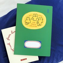 라인 노트 B5 유선 줄공책 40매 일기장 아이디어 메모 필기 기록 실제본, 그린