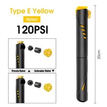 WEST BIKING 미니 휴대용 자전거 에어펌프 Presta Schrader 밸브, 중국, 이옐로우 120PSI